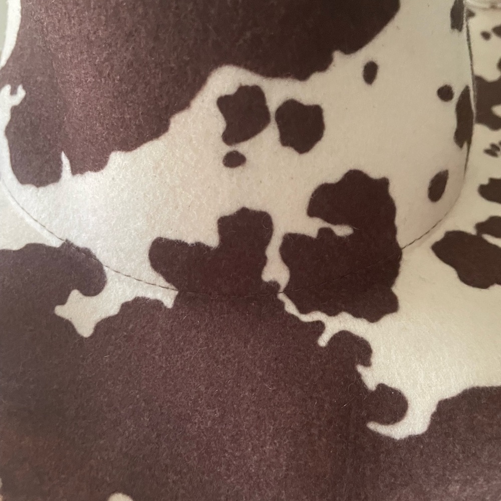 Urban Outfitters wool Brown and White Cow Print Cowboy Hat - Picture 5 of 14